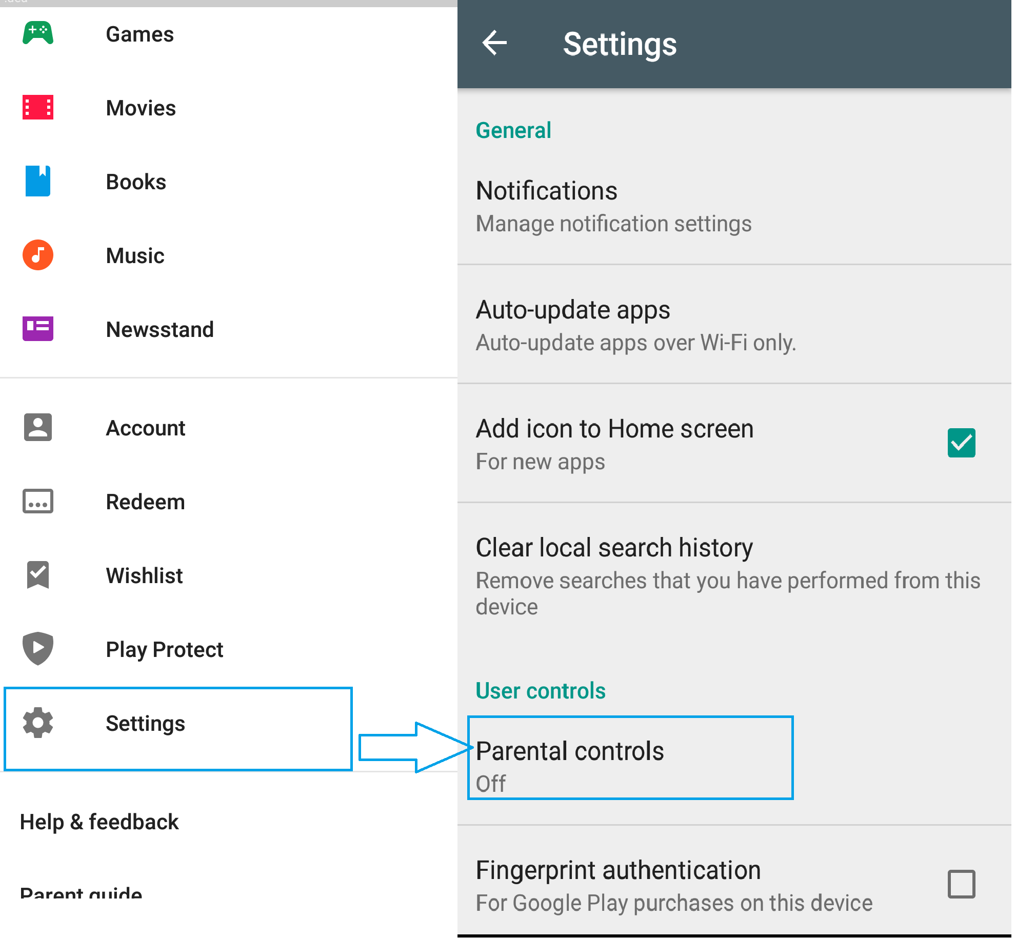 Play Store Setting Page